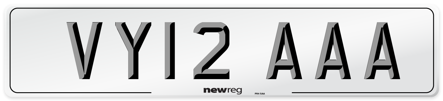 VY12 AAA Number Plate from New Reg